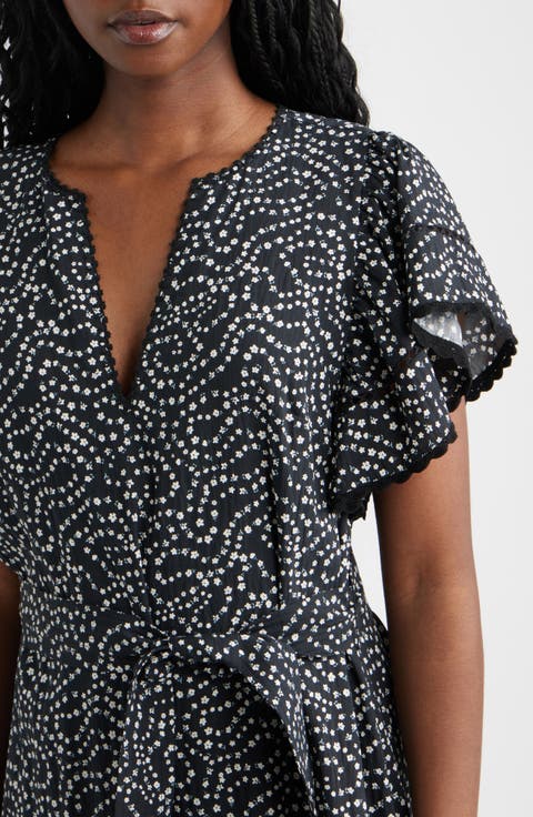 Gia Floral Flounce Sleeve Tiered Midi Dress