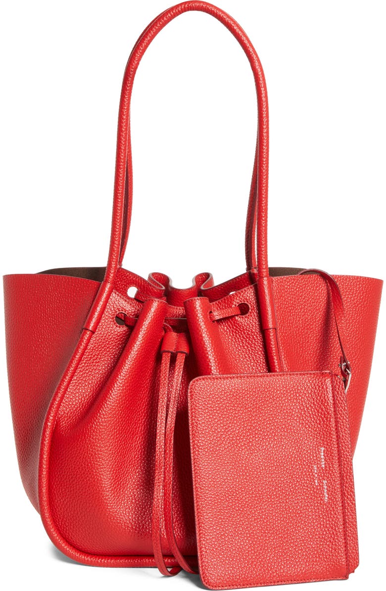 Proenza Schouler Large Ruched Leather Tote, Alternate, color, Tomato