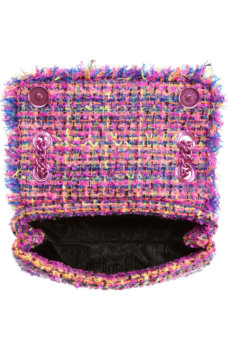 Kurt Geiger London Tweed Mini Bixton Shoulder Bag, Alternate, color, Fushia Cmb