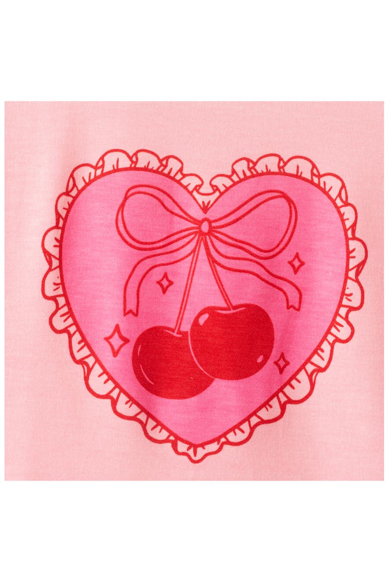 Kids' Cherry Print Two-Piece Short Pajamas, Alternate, color, PINK CHERRY