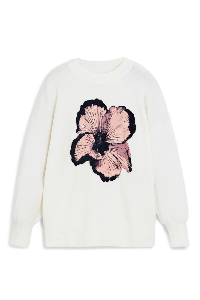 Playful Poppy Intarsia Sweater, Alternate, color, WHITE