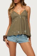 EDIKTED Nadine Embroidered Halter Top