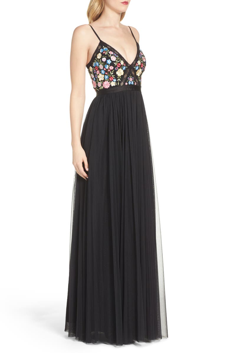 Needle & Thread Flower Foliage Tulle Gown, Alternate, color, 