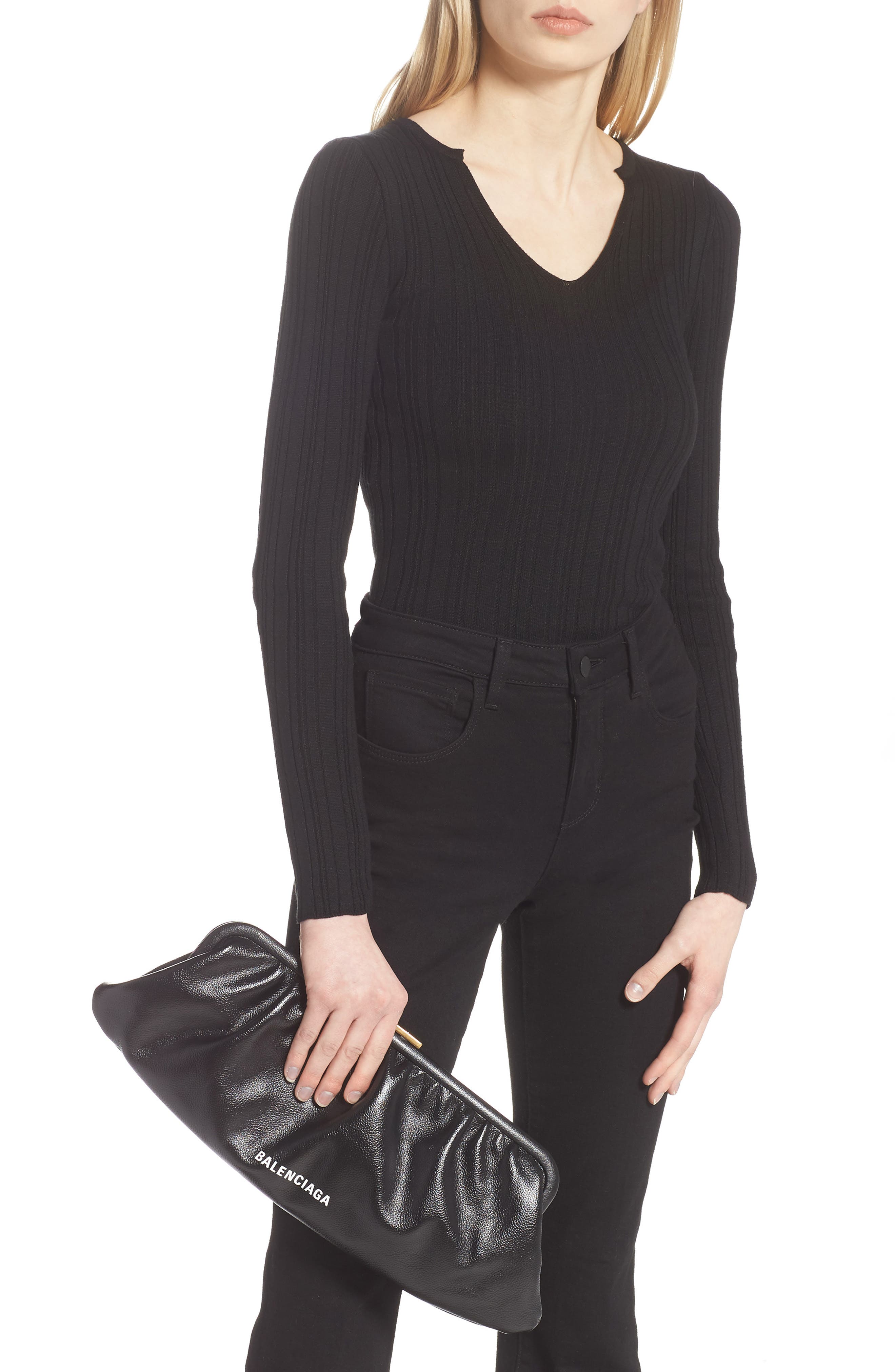 Balenciaga Extra Large Cloud Leather Clutch, Alternate, color, 