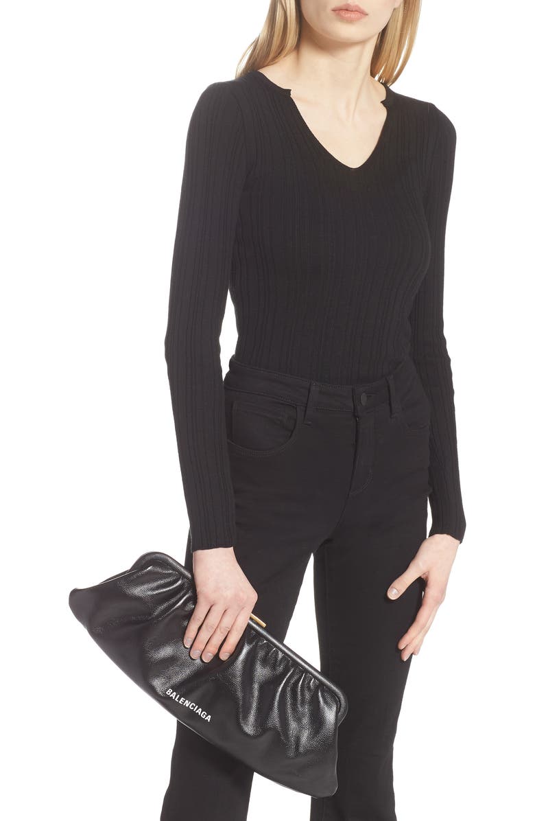 Balenciaga Extra Large Cloud Leather Clutch, Alternate, color,