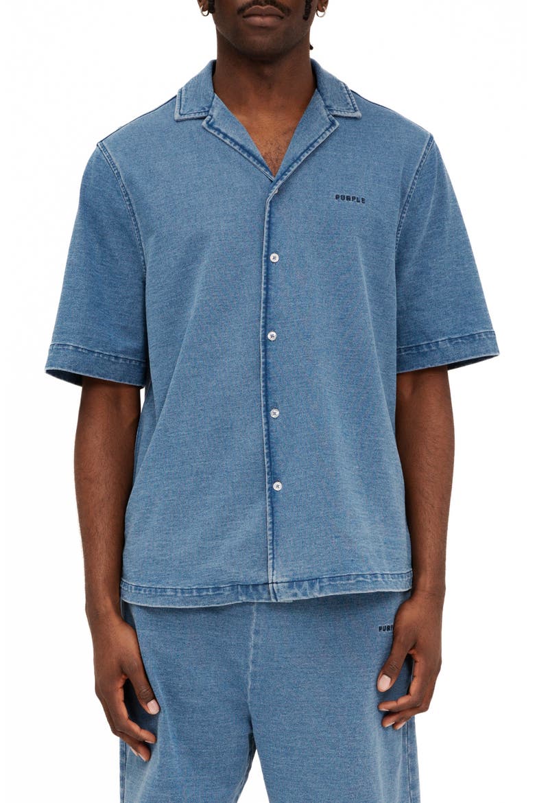 Cotton Jersey Camp Shirt, Main, color, BLUE