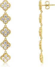 The Lovery Fine Jewelry CZ Clover Dangle Earrings