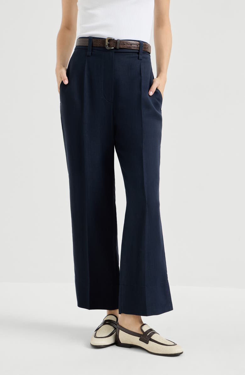 Brunello Cucinelli Square cigarette trousers, Main, color, Blue