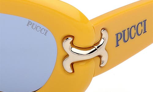 Pucci Emilio  52mm Geometric Sunglasses In Shiny Yellow/blue