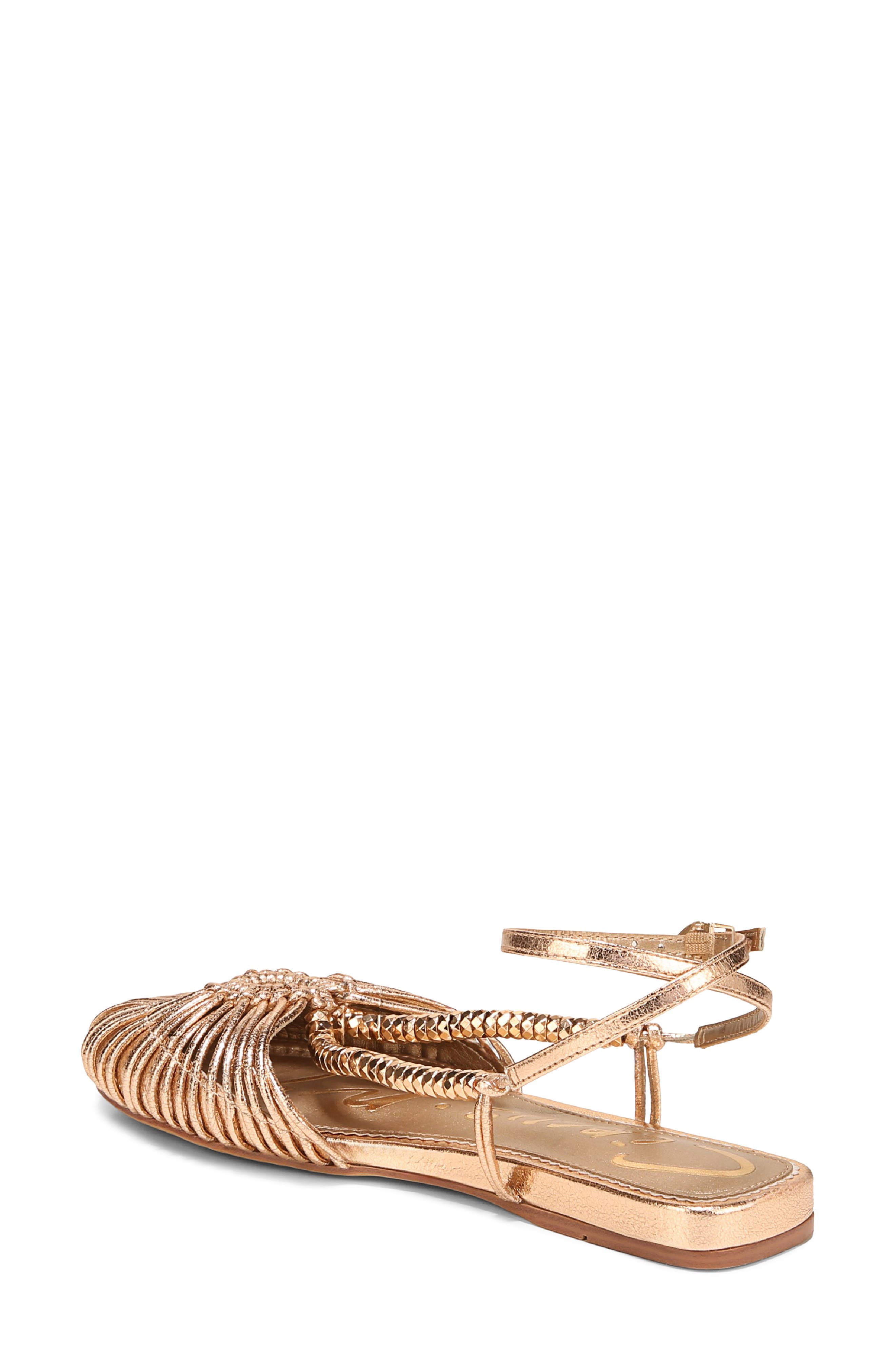 Kassie Ankle Strap Flat, Alternate, color, ANTIQUE GOLD