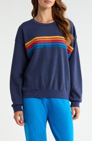Aviator Nation 5-Stripe Crewneck Sweatshirt