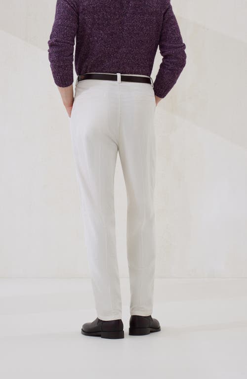 Brunello Cucinelli Cotton Corduroy Leisure Fit Trousers In White