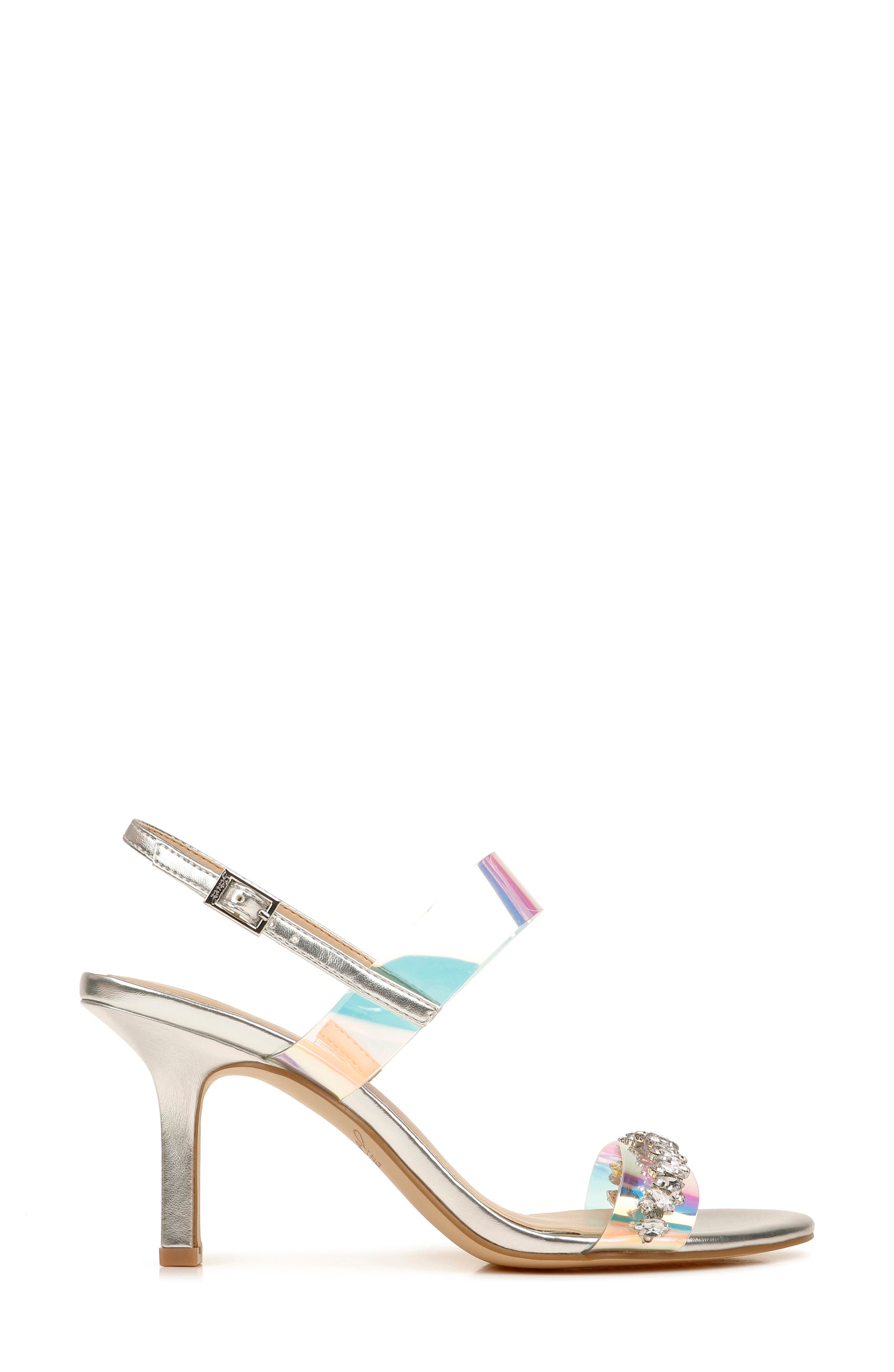 Fairwell Crystal Clear Strap Sandal, Alternate, color, SILVER FAUX LEATHER
