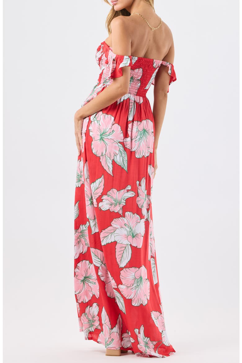 Hollie Floral Maxi Cover-Up Dress, Alternate, color, HIBISCUS KISS RED