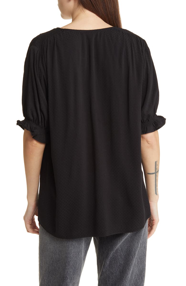 Treasure & Bond Smocked Shoulder Tie Neck Top, Alternate, color, 