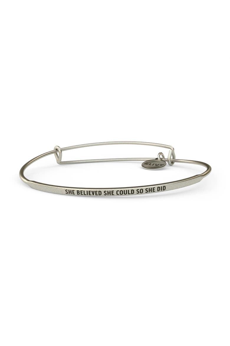 Posy Bangle Bracelet She Believed She Could So She Did, Main, color, Silver