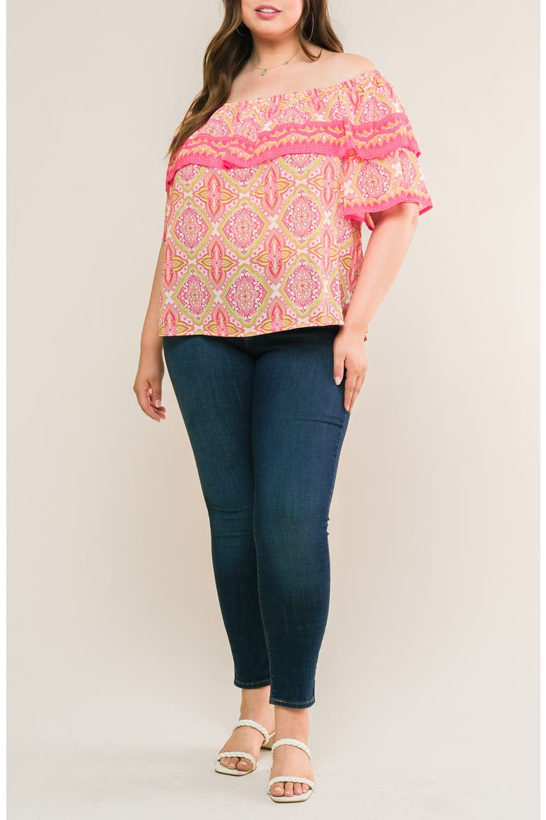 Off-the-Shoulder Top, Alternate, color, FUCHSIA LIME