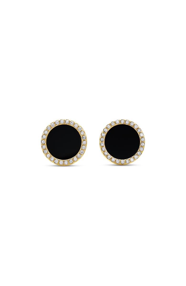David Yurman Petite DY Elements<sup>®</sup> Stud Earrings in 18K Gold with Black Onyx & Pavé Diamonds, Main, color, 