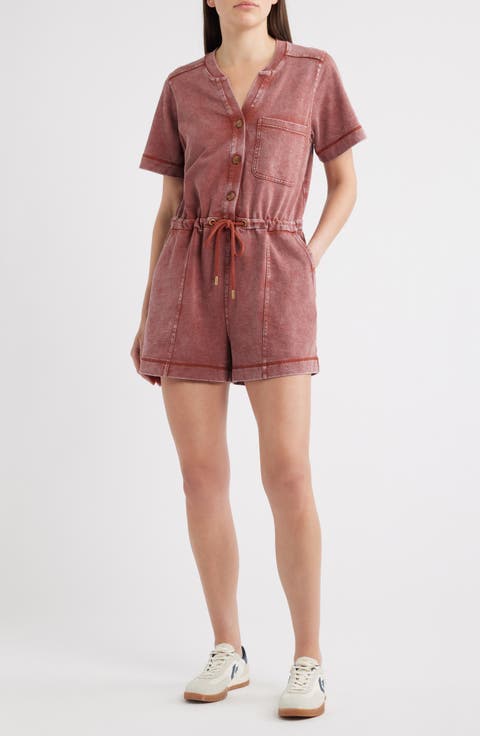 Short Sleeve Drawstring Romper