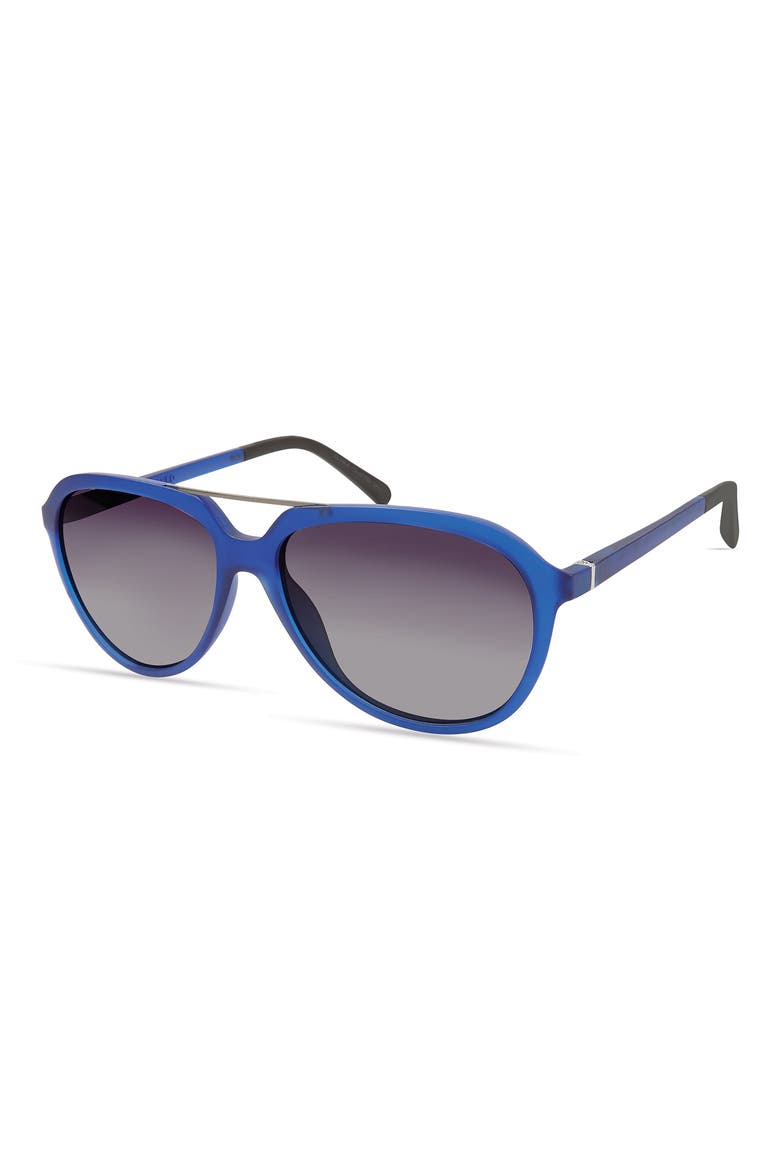 Tiber 56mm Polarized Shield Sunglasses, Alternate, color, DARK BLUE