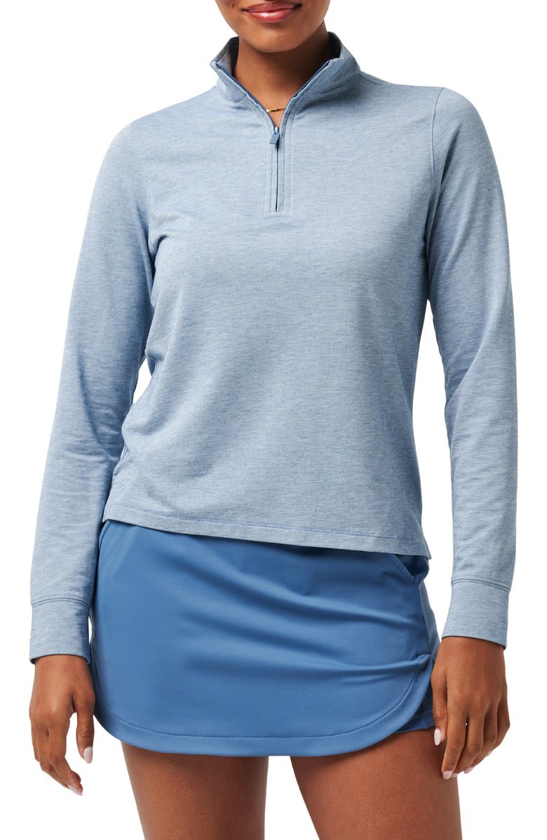 TravisMathew Featherweight Active Pullover, Main, color, Heather Copen Blue