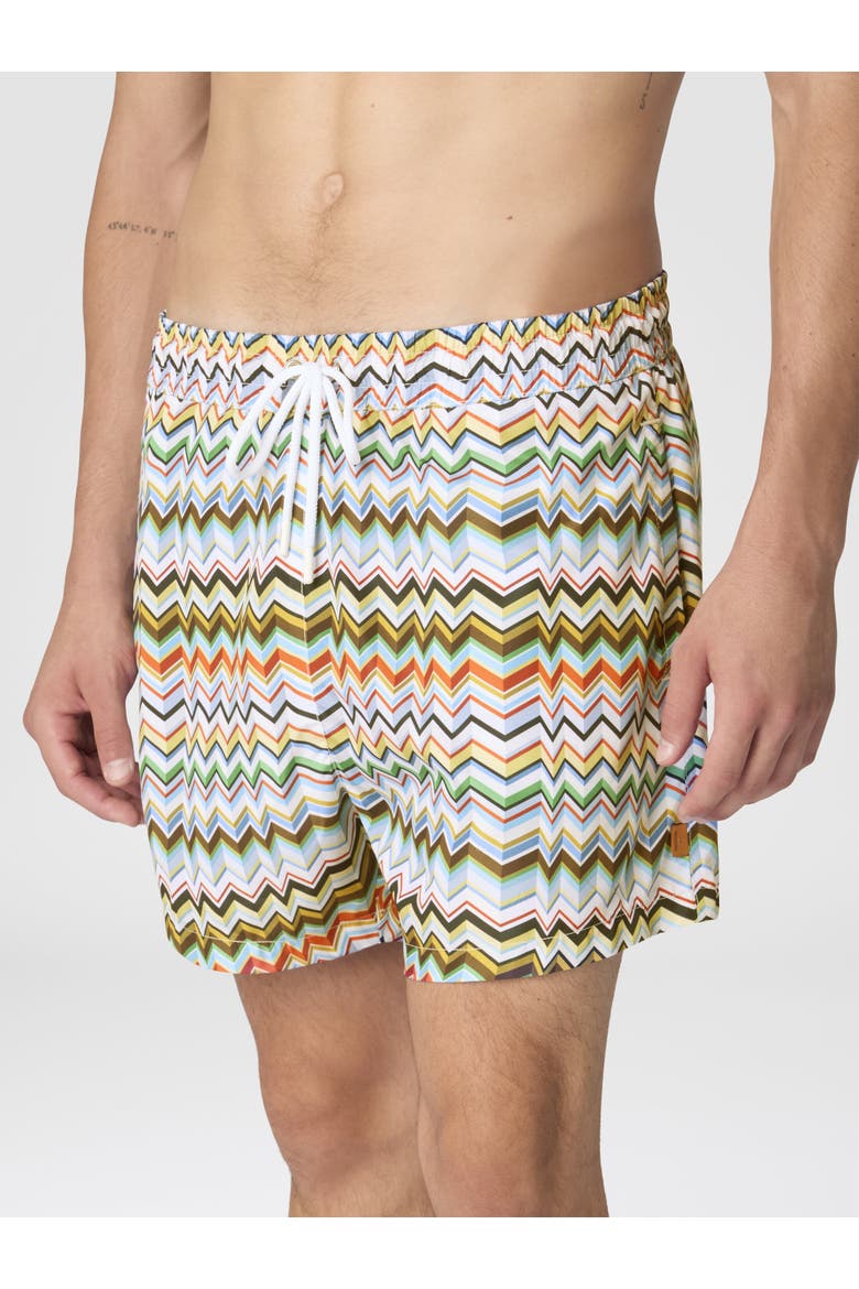 Mid-length Swim Shorts With Irregular Zigzag Print, Alternate, color, Multicoloured