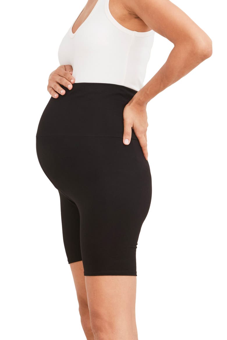 The Ultimate Over the Bump Maternity Bike Shorts, Alternate, color, BLACK