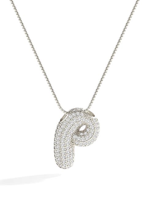 Pave Bubble Initial Necklace