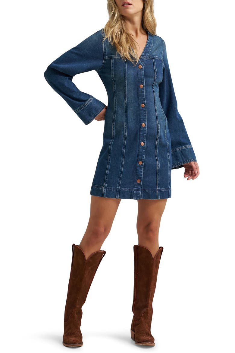 Minidress with Flared Cuffs, Main, color, SALOON SHADOW