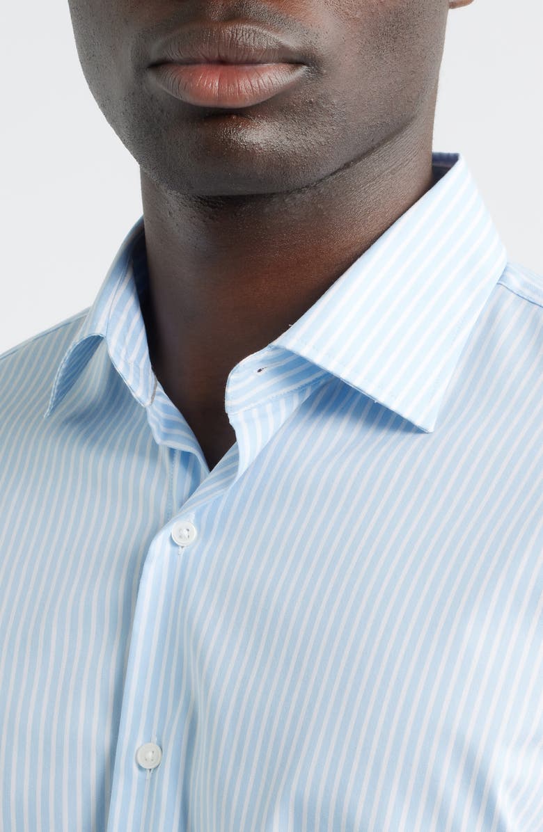 Peter Millar Langley Stripe Crown Lite Performance Twill Button-Up Shirt, Alternate, color, Cottage Blue