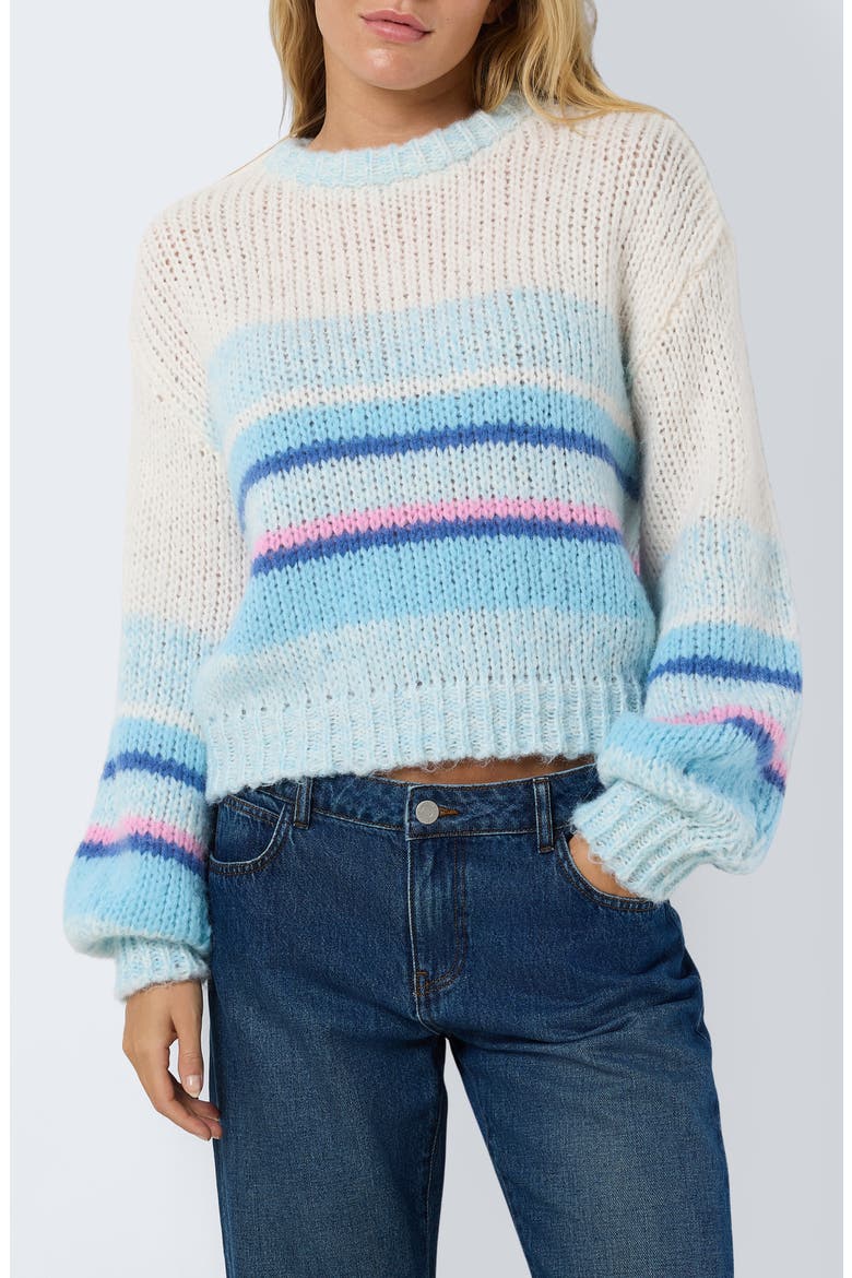 Leisa Stripe Crewneck Sweater, Main, color, SKY BLUE STRIPES MELANGE