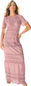 Roaman's Crochet Lace Maxi Dress
