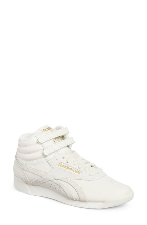 Reebok Freestyle Hi Sneaker In Chalk/chalk/gold