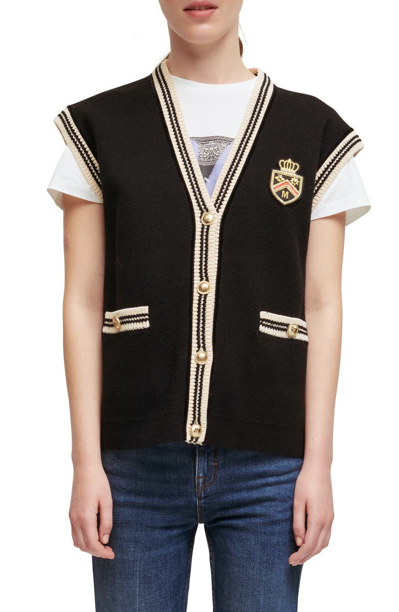 maje Marshalina College Cardigan Vest, Main, color, 