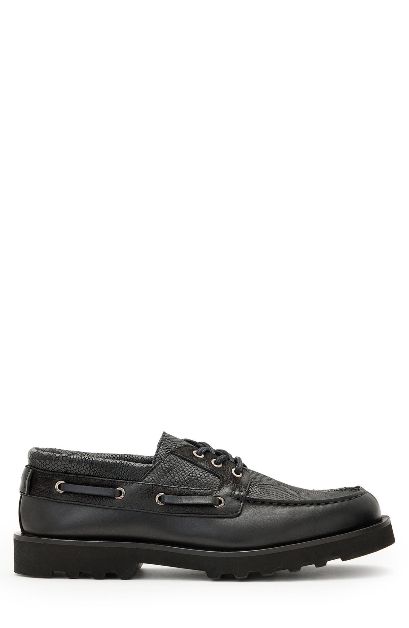 AllSaints Skiff Boat Shoe, Alternate, color, Black