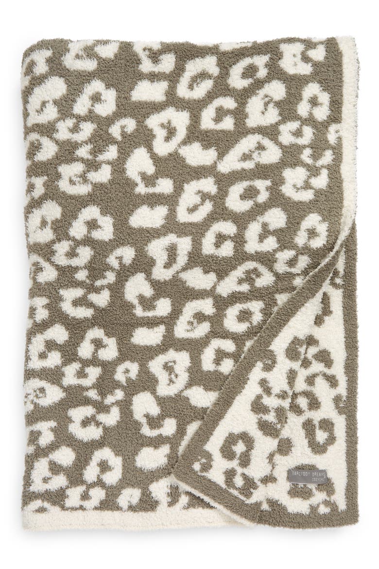 CozyChic® Leopard Print 54 x 72 Throw Blanket, Main, color, EUCALYPTUS/ CREAM