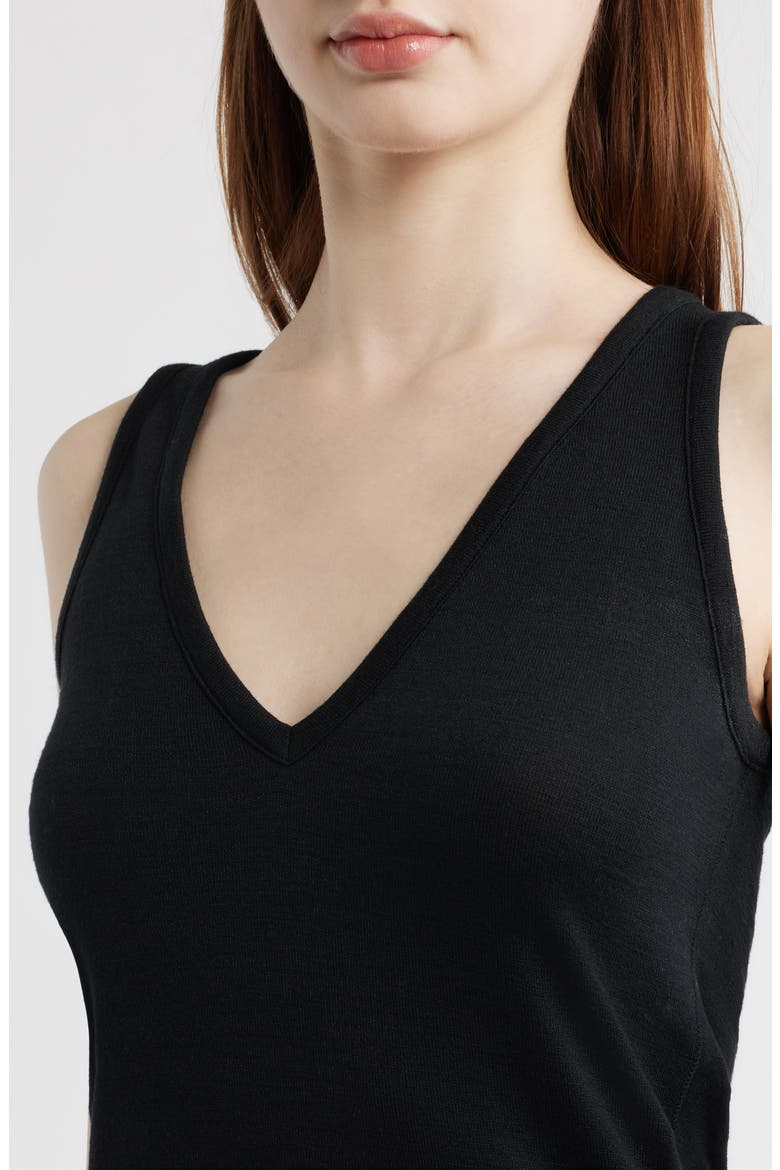 The Knit V-Neck Tank, Alternate, color, BLACK