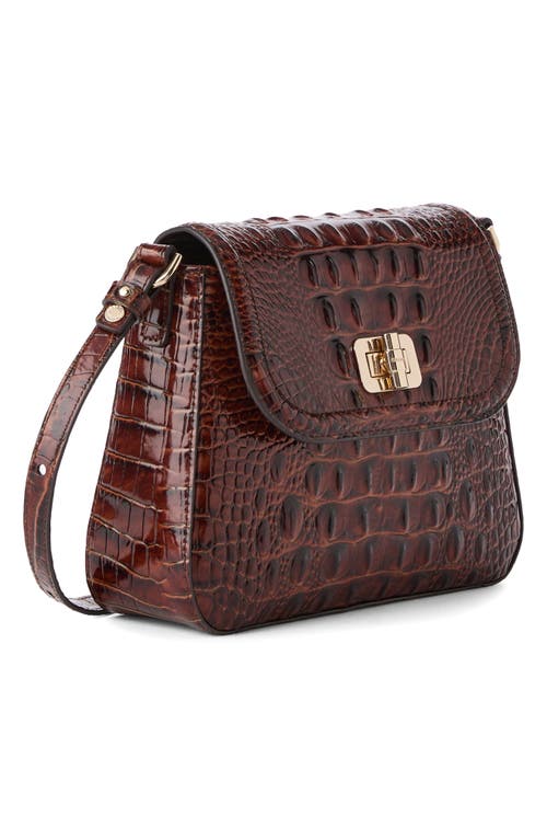 Brahmin Gianna Croc Embossed Leather Crossbody Bag In Burgundy