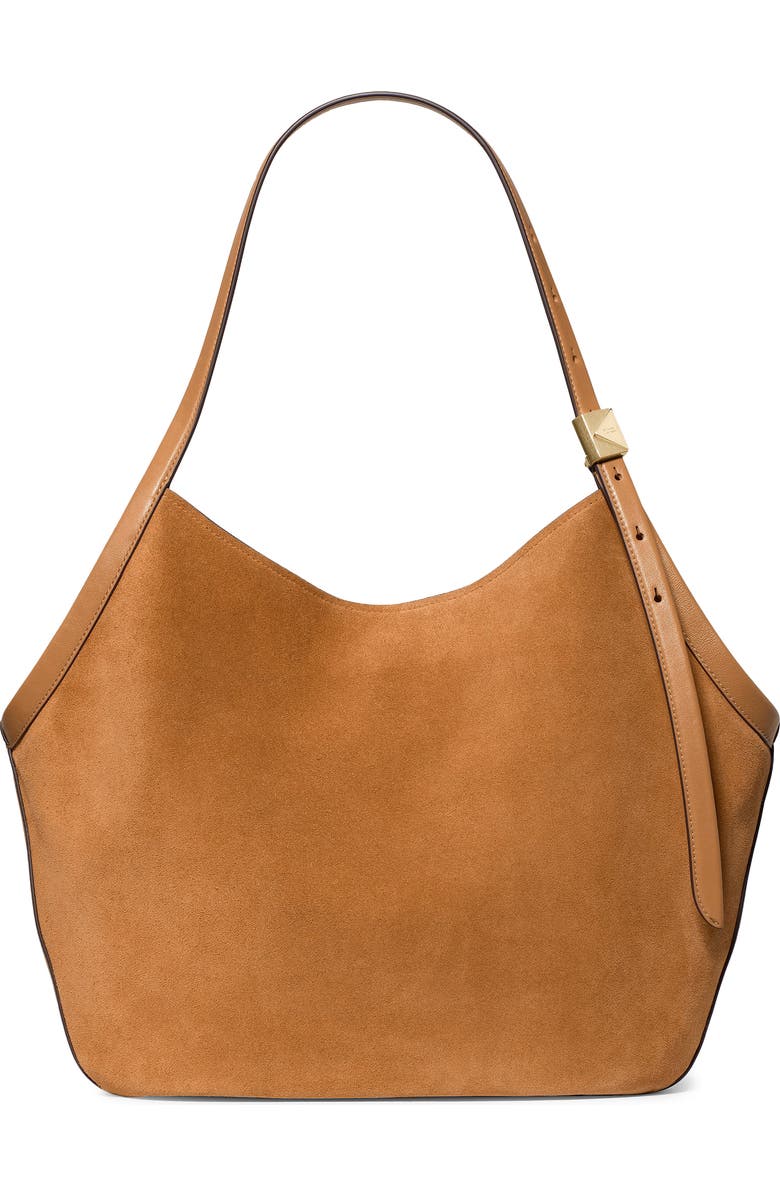 Kate Spade New York deco suede tulip tote, Main, color, Garden Soil