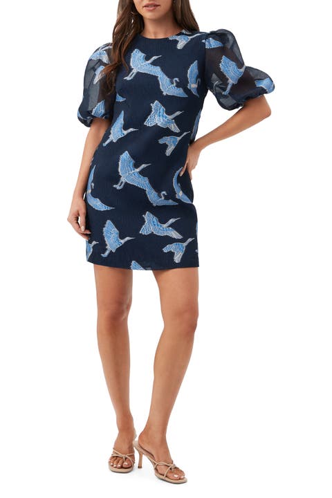 Ringo Puff Sleeve Crane Dress
