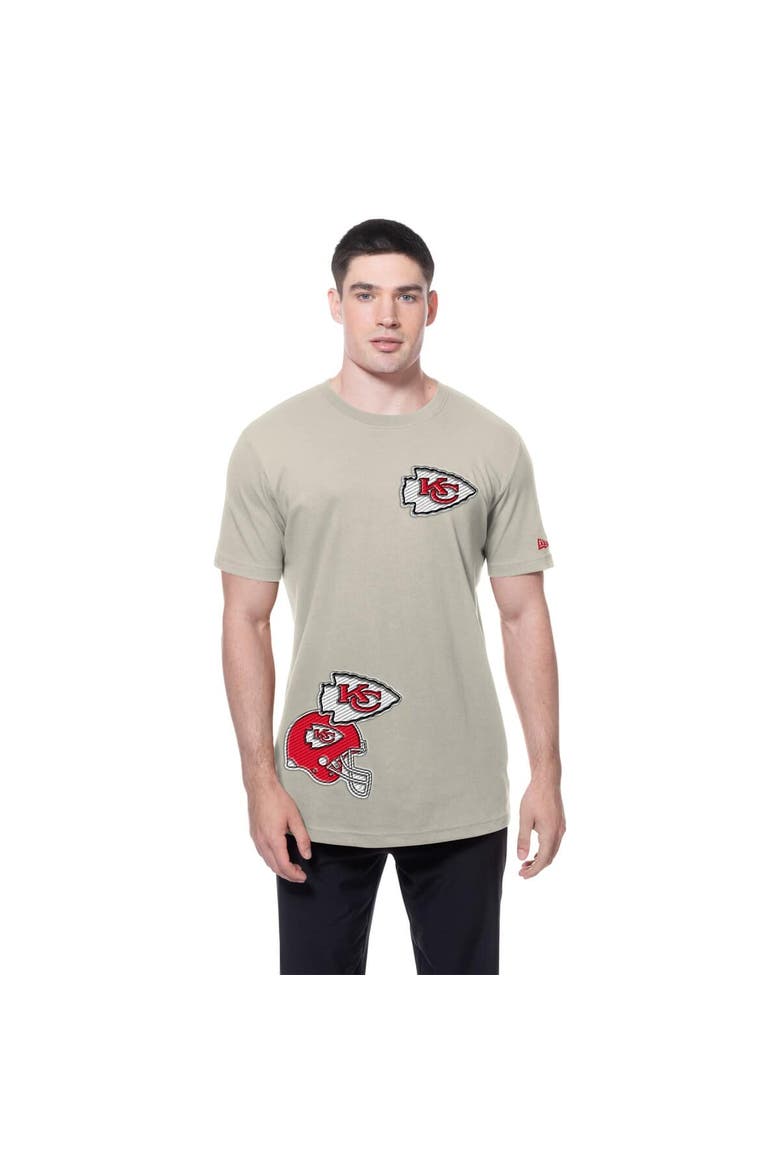 Men's New Era Light Beige Kansas City Chiefs Multi Patch T-Shirt, Alternate, color, Light Beige
