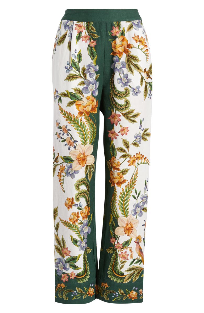FARM Rio Nature Sands Print Linen Blend Pants, Alternate, color, Nature Sand