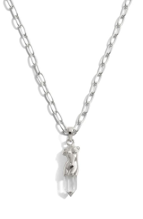 Classical Bust Crystal Pendant Necklace