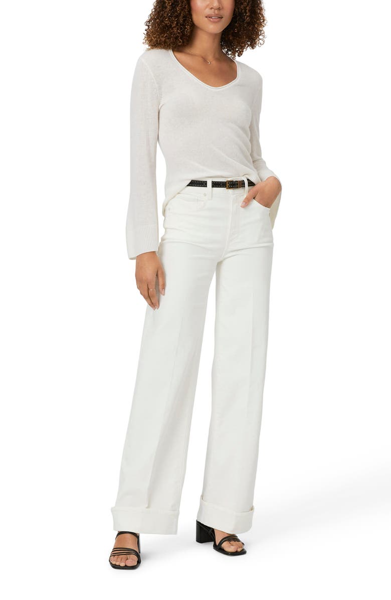 PAIGE Sasha Cuff Wide Leg Jeans, Alternate, color, Tonal Ecru