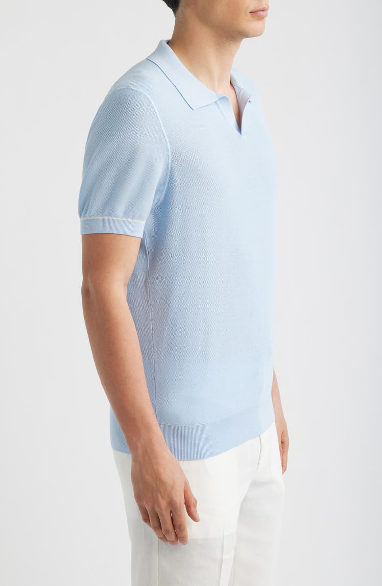 BOSS H-Narcisco Johnny Collar Piqué Polo Sweater, Alternate, color, Light/ Pastel Blue