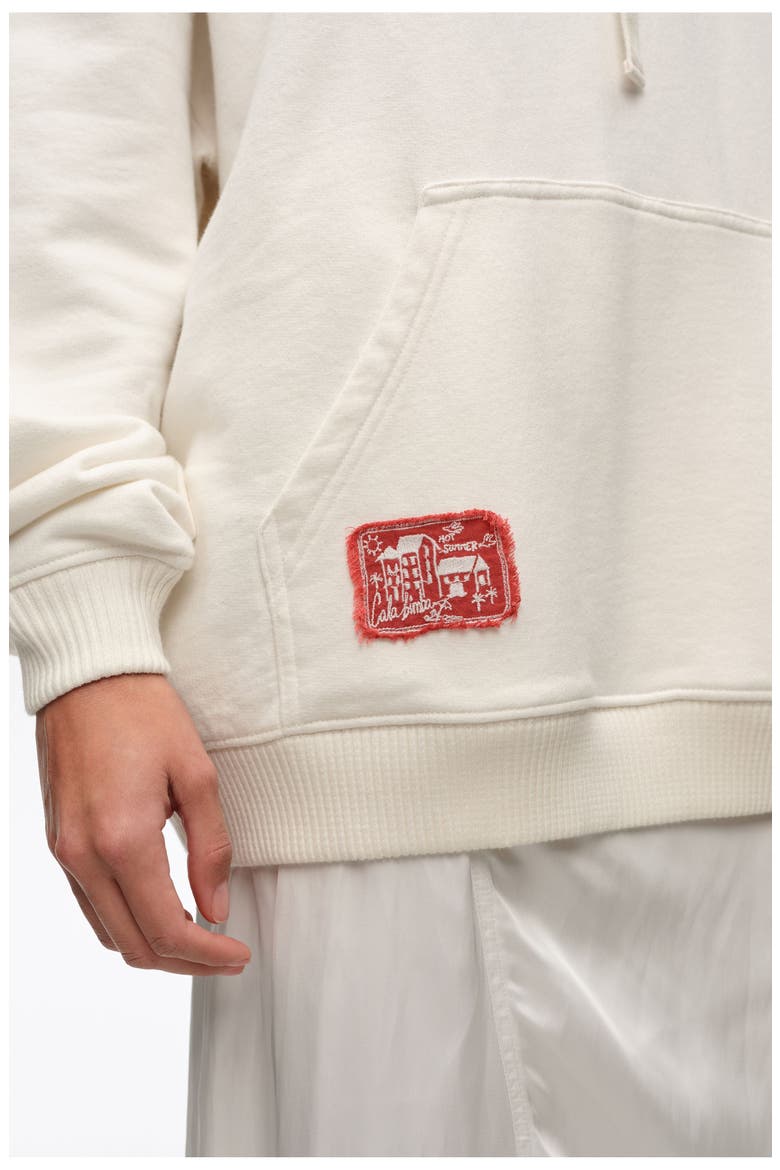 Embroidered Oversize Hoodie, Alternate, color, WHITE
