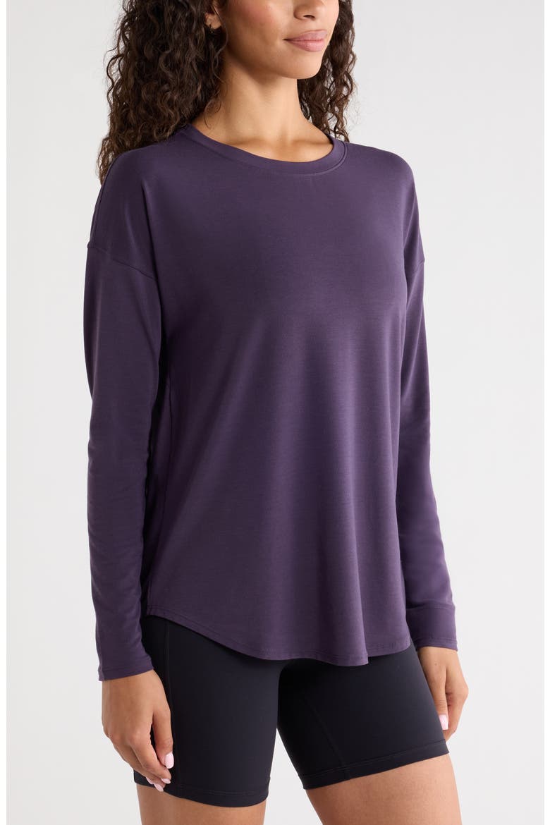 Breathe Long Sleeve Performance T-Shirt, Alternate, color, PURPLE NIGHT