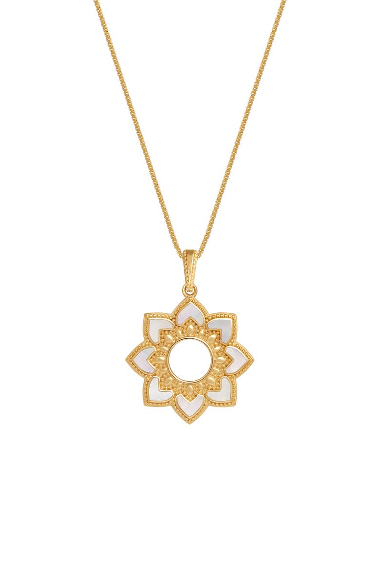 Women's Lotus Harmony Mother of Pearl Necklace - Serene Bloom, Main, color, Gold/White