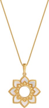 Karma and Luck Women's Lotus Harmony Mother of Pearl Necklace - Serene Bloom