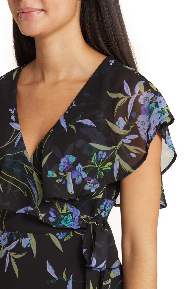 ASOS DESIGN Floral Chiffon Wrap Dress, Alternate, color, 